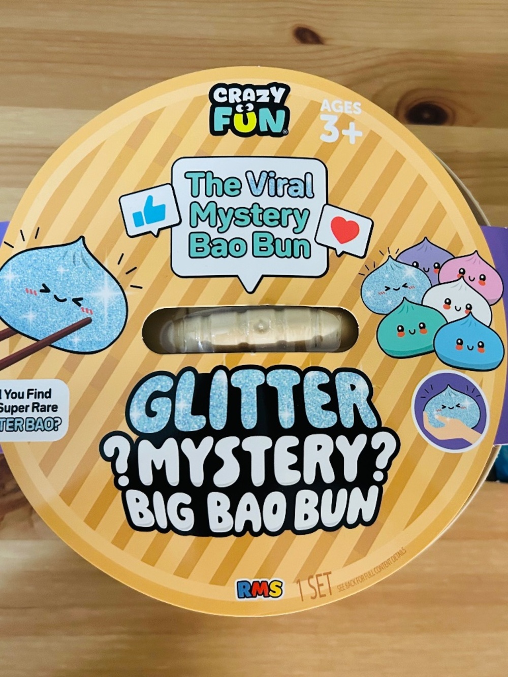 RMS® Glitter Mystery Big Bao Bun 7" Giant Dumpling Squishy Fidget Toy (1pc)